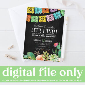 Printable Mexican Fiesta Invitation Birthday Engagement Party Digital PDF Invite