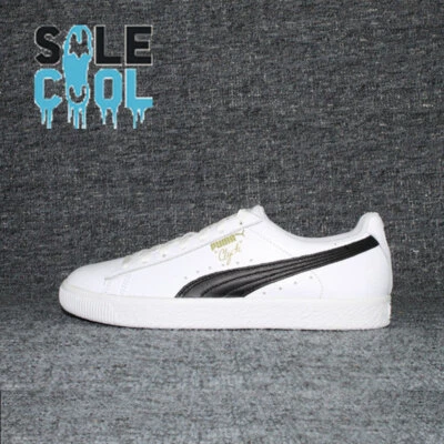 PUMA Clyde Core Leather Foil White Black Lace Up mens casual Sneakers 364669-01 - Image 1 of 4