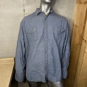 RK Brand Chambray Denim Pearl Snap Men’s 3XLT Tall Western Blue - Picture 1 of 4