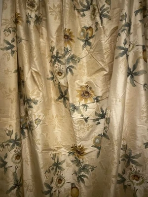Pure Raw Silk Curtains, Bronze shot silk, 73”W (at hem) x 89" L - Image 1 of 4