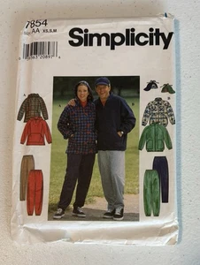 Simplicity 7854 Size XS-M Misses’, Men’s & Teens’ Jacket, Top, Pants & Hat UNCUT - Picture 1 of 2