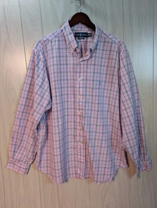 Polo Ralph Lauren Para Hombres XXL 2XL Camisa Calce Clásico Rosa Cuadros Algodón Manga Larga - Imagen 1 de 7
