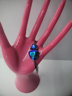 Pulsera Vintage Plata Gris Tono Azul Facetado Cristal Cadena Barra Joyería Disfraz Foto 1 de 4