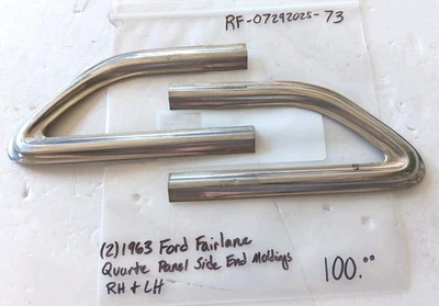 (2) Ford Fairlane 1963 original diestro y derecho (?) Molduras laterales de cuarto de panel Foto 1 de 4