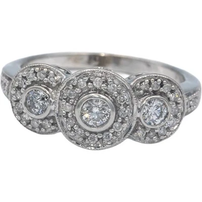 KEEPSAKE 14k White Gold 0.50CT Round Cut Diamond Ring Size 8 - Image 1 of 4