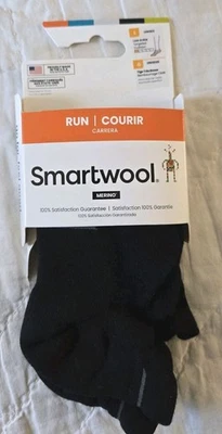 Meias SMARTWOOL Merino Run tornozelo baixo PRETAS tamanho grande G novas com etiquetas - Imagem 1 de 4