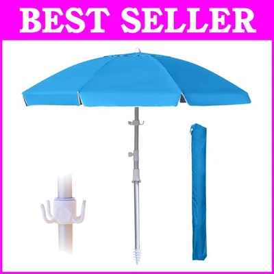 Sombrilla de playa grande de 8 pies con poste de aluminio duradero y diseño de respiraderos de aire Foto 1 de 4