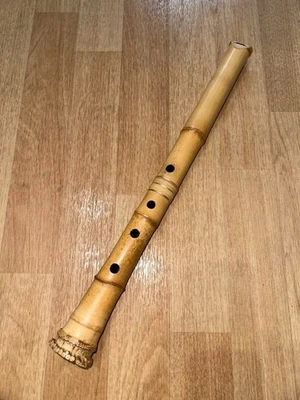 Instrumento japonés Shakuhachi flauta vertical de bambú de 19 pulgadas con letrero Foto 1 de 4