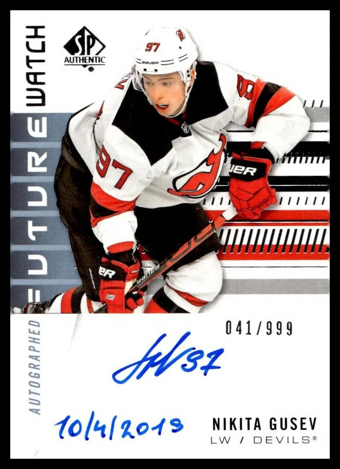 2019-20 UD SP Authentic Future Watch Rookie Auto /999 #214 Nikita Gusev - Image 1 of 2
