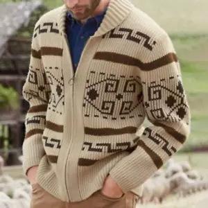 The Dude Sweater Big Lebowski Cardigan Zip Up Knit Jeffery Adult Movie Costume - Picture 1 of 14