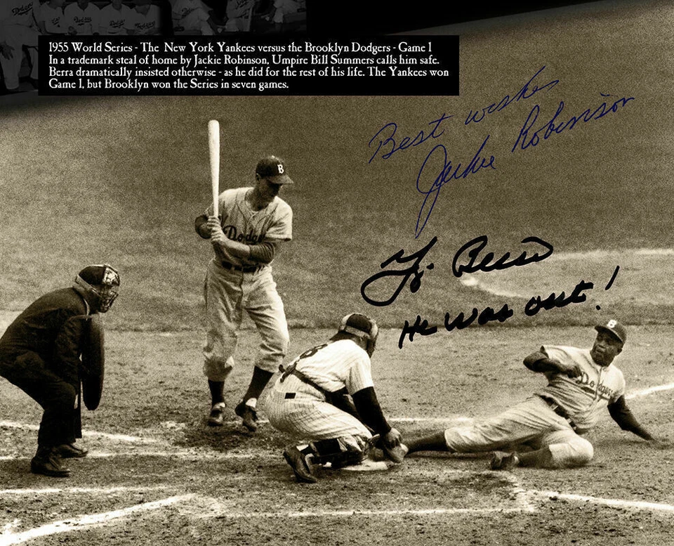 JACKIE ROBINSON 8X10 SIGNED PHOTO PICTURE 1955 WORLD SERIES REPRINT - Image 1 of 1