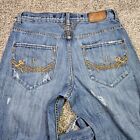 VTG Rocawear Mens Denim Jeans Baggy 90s Hip Hop Logo Distressed Faded Wash 34