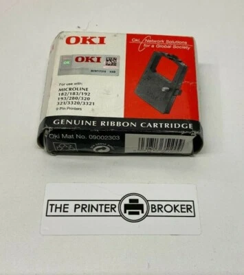 Oki Ribbon Cartridge for Oki Microline 182 183 192 193 280 Series 09002303 - Image 1 of 3