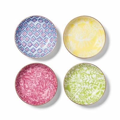 Lilly Pulitzer para Target 2019 XXO juego de 4 fruteros de porcelana con borde dorado Foto 1 de 4