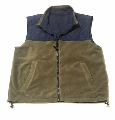  Fleece Vest Men's Large Green  Black By Trader Bay VGC Full Zip Stand Up Collar - Image 1 of 4