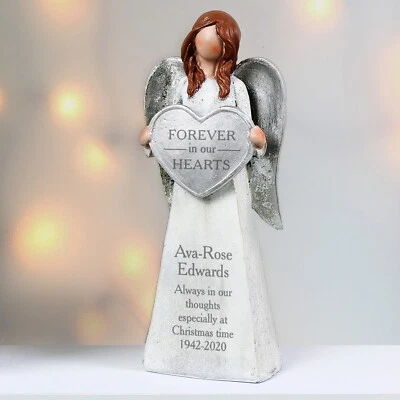 Personalised Forever In Our Hearts Angel Ornament Remembrance In Loving Memory