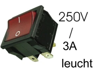 breiter Wippschalter ROT - ON OFF - beleuchtet - leucht - 18,8x21,8x10,5mm - Picture 1 of 1