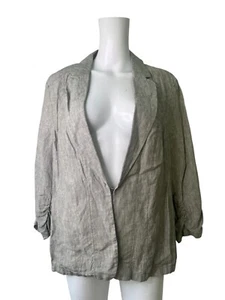 Bianca Linen Blazer Size 18 Womens Casual Grey Clip Up Jacket NEW EU46 RRP £150 - Picture 1 of 13
