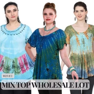 10 Pcs Mix Design & Color Wevez Women  Summer Casual Rayon Tops Wholesale Lot - Picture 1 of 23