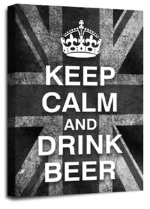 LR Keep Calm Art Print Quote Red White Blue Drink Beer Framed Wall Picture 2 - Picture 1 of 6