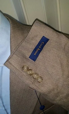 NUEVO CON ETIQUETAS Club Room Marrón Espiga 4 Temporadas Tweed Abrigo Deportivo Blazer Chaqueta Hombres 42L  Foto 1 de 4