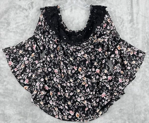 White House Black Market Blouse Womens Large Off The Shoulder Bell Sleeve Floral - Picture 1 of 9