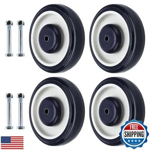 NORJIN 4 Pack Shopping Cart Replacement Wheels, 5 Inch Heavy Duty Stem Caster - Picture 1 of 5