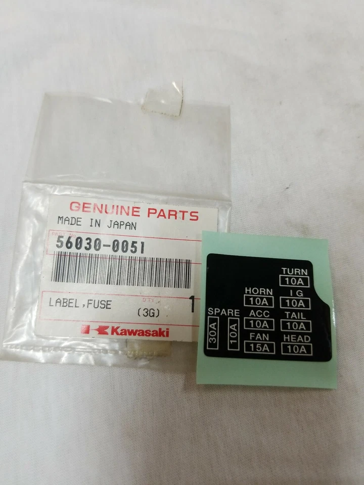 Etiqueta de painel fusível KAWASAKI VULCAN VN1500A (PN 56030-0051) - Imagem 1 de 1