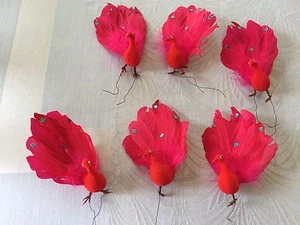 Lotto rosa caldo piuma floccato paillettes pavone ornamenti ghirlanda plettri ARTIGIANATO FAI DA TE - Foto 1 di 8