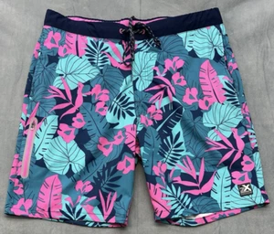 ZeroXposure Swim Shorts Men's Large Inner Liner 50+ UV Stretch Floral Trunks NEW - Picture 1 of 10