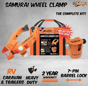 Trailer Caravan Samurai Wheel Clamp Lock Security Anti Theft Car RV Purpleline - Picture 1 of 5