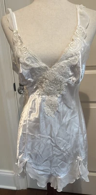 In Bloom By Jonquil Large White Satin Cami Slip Nightgown Dress Lace NEW w/Tag - Image 1 of 4