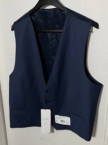 NWT - CALVIN KLEIN Hailey 100% Wool Stretch Suit Vest Waistcoat Mens XL Blue NEW - Picture 1 of 5