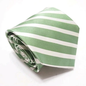 Merona Men's Silk Necktie Green Stripe Pattern Jacquard Fabric 58x3.25" - Picture 1 of 5