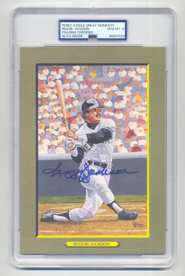REGGIE JACKSON SUPERB GEM MINT 10 PSA/DNA SIGNED PEREZ STEELE GREAT MOMENTS CARD - Image 1 of 1