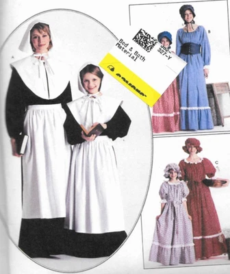 Pilgrim Pioneer Prairie Colonial Dress Hat Costume McCall 2337 Miss 8-10 Pattern - Image 1 of 4