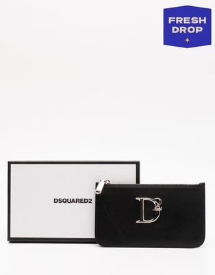 RRP€275 DSQUARED2 Leather Pouch Wallet Logo Card Pockets Zipped Made in Italy - Image 1 of 4