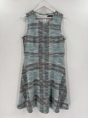 Vestido Tommy Hilfiger para mujer 14 azul a rayas tweed sin mangas hasta la rodilla funda Foto 1 de 4