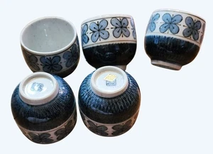Vintage Otagiri OMC Japanische Steinzeug Tee/Sake Tassen 5er Set Blumenmuster - Bild 1 von 4