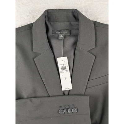 Blazer Ann Taylor Negro Carrera Negocios Oficina Profesional Chaqueta Talla 2 Foto 1 de 4
