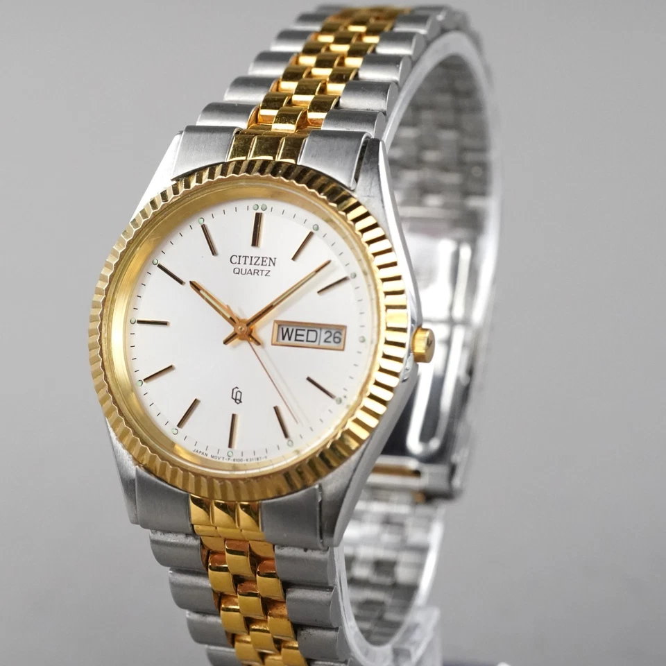 Citizen DAY&DATE 6100-K09311男士腕表35毫米复古全新电池 — 第 1/4 张图片