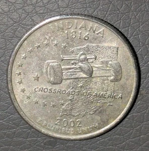 2002-P 25c Indiana State Quarter Clad Error Off Center - Picture 1 of 6