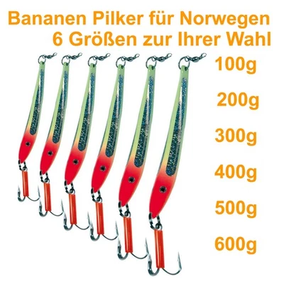 Bananen Pilker für Norwegen Heilbutt Dorsch 100-600g Leuchtpilker Meerespilker - Bild 1 von 4
