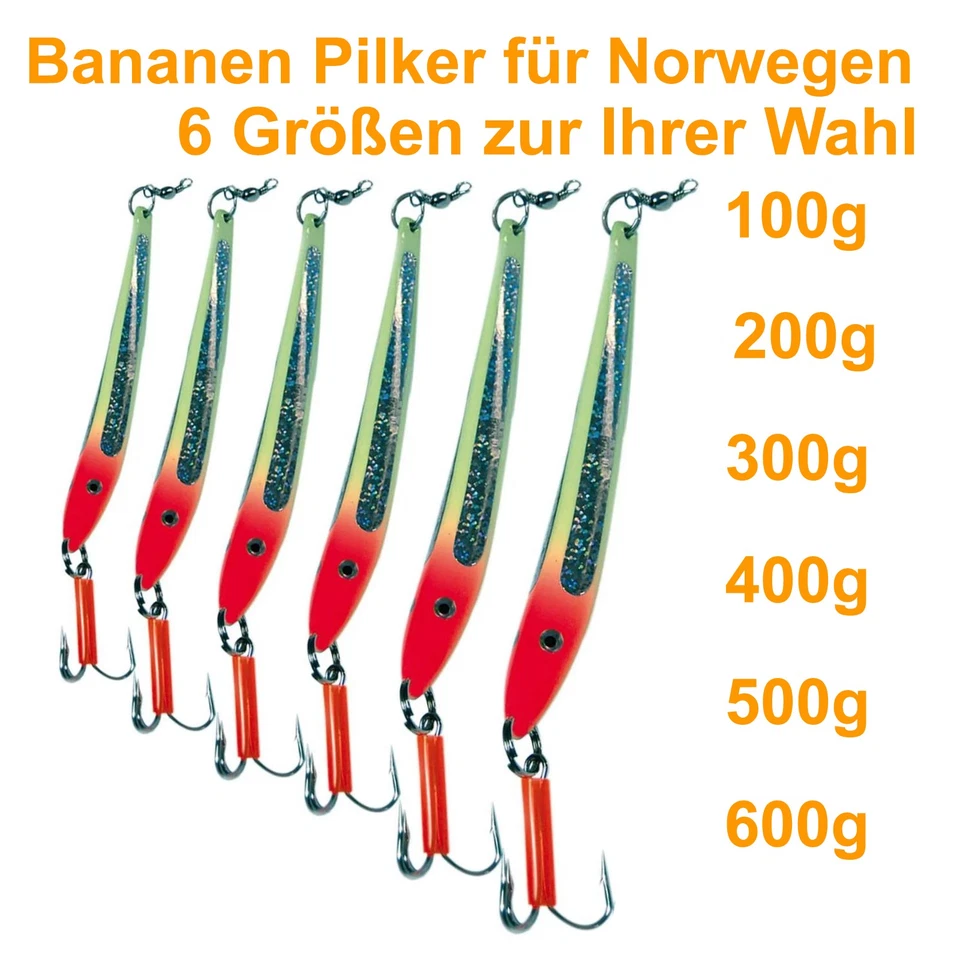 Bananen Pilker für Norwegen Heilbutt Dorsch 100-600g Leuchtpilker Meerespilker - Bild 1 von 4
