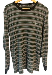 Supreme New York Sweater Henley Long Sleeve Gray Green Mens Size XL