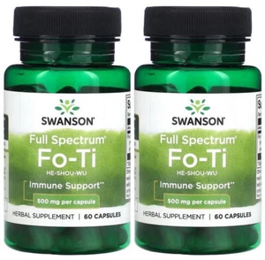 2 x Swanson Fo-Ti (He-Shou-Wu) 500 mg immun, 120 Kapseln (2 Flaschen à 60) UK - Bild 1 von 2