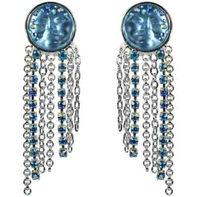 Brincos perfurados Kirks Folly Goddess Seaview Moon Dancing lt safira / SST - Imagem 1 de 3