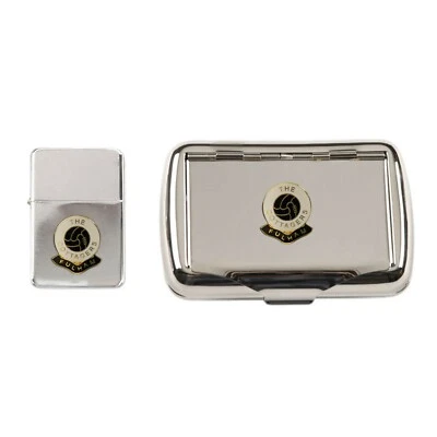 Fulham football club polished chrome tobacco tin and stormproof petrol lighter