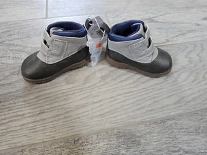 New Baby Boy Carter's Shoes Size 3 Gray & Blue Soft Soles For Learning To Walk - Picture 1 of 10