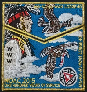 OA MA-KA-JA-WAN LODGE 40 BSA ILLINOIS 2015 NOAC GMY 100TH ANN 2-PATCH DELEGATE - Picture 1 of 2
